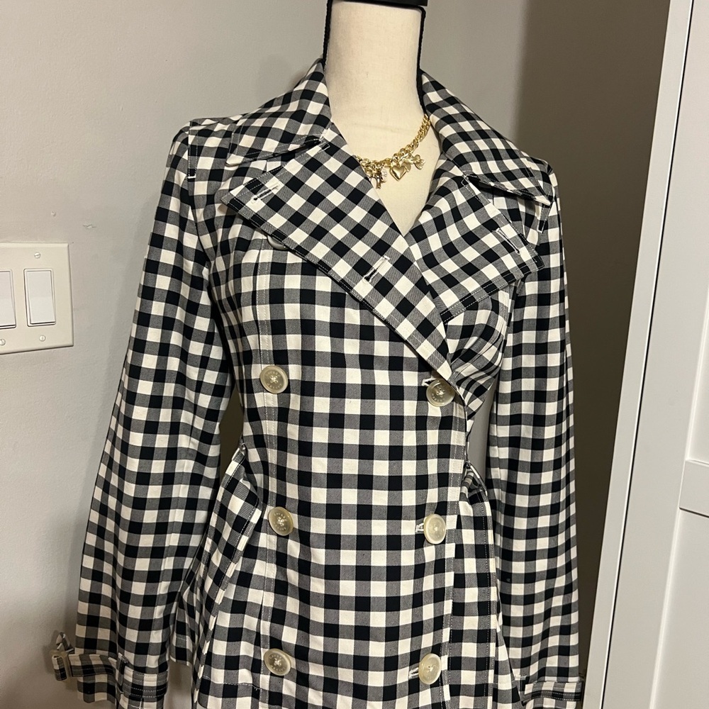 Ralph Lauren Gingham Trench Coat in Black and White - Picture 7 of 10